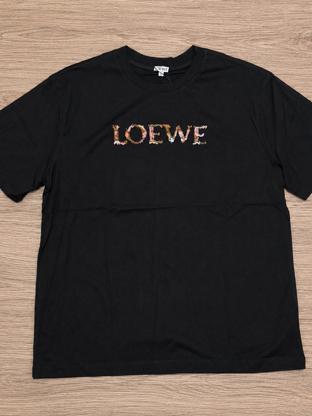 Loewe Black Cotton Embroidered Logo Short Sleeve T-Shirt - Size M